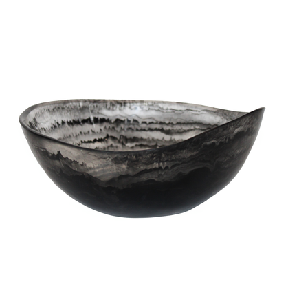 Resin Black Swirl Oval  Salad Bowl