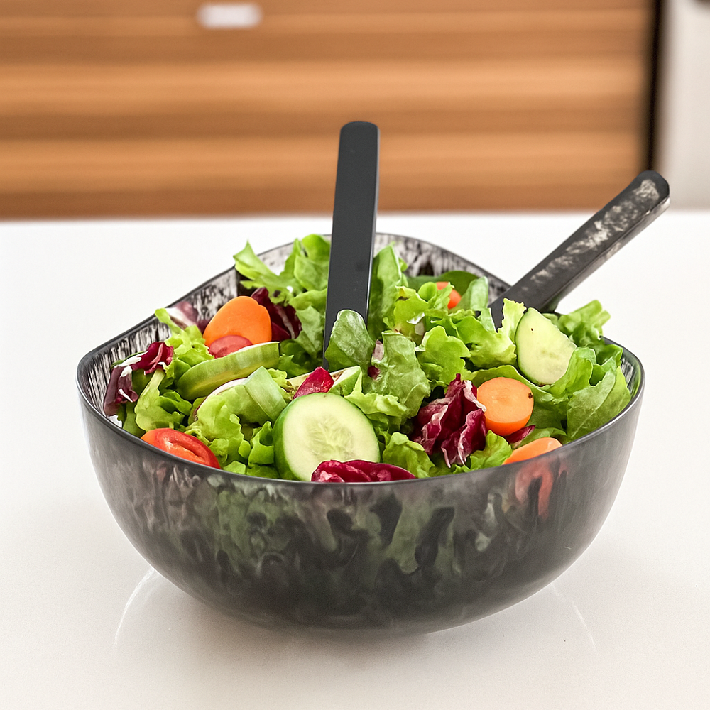 Resin Black Swirl Oval  Salad Bowl