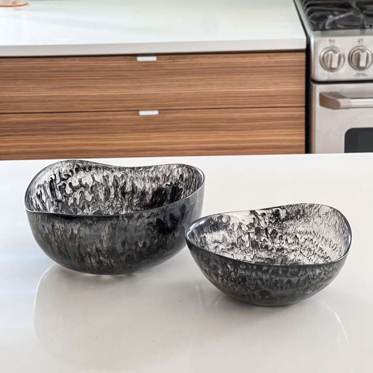 Resin Black Swirl Oval  Salad Bowl
