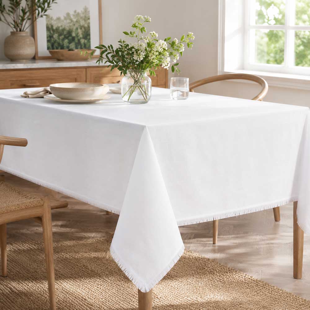 Whisper Weave Frayed Edge Tablecloth