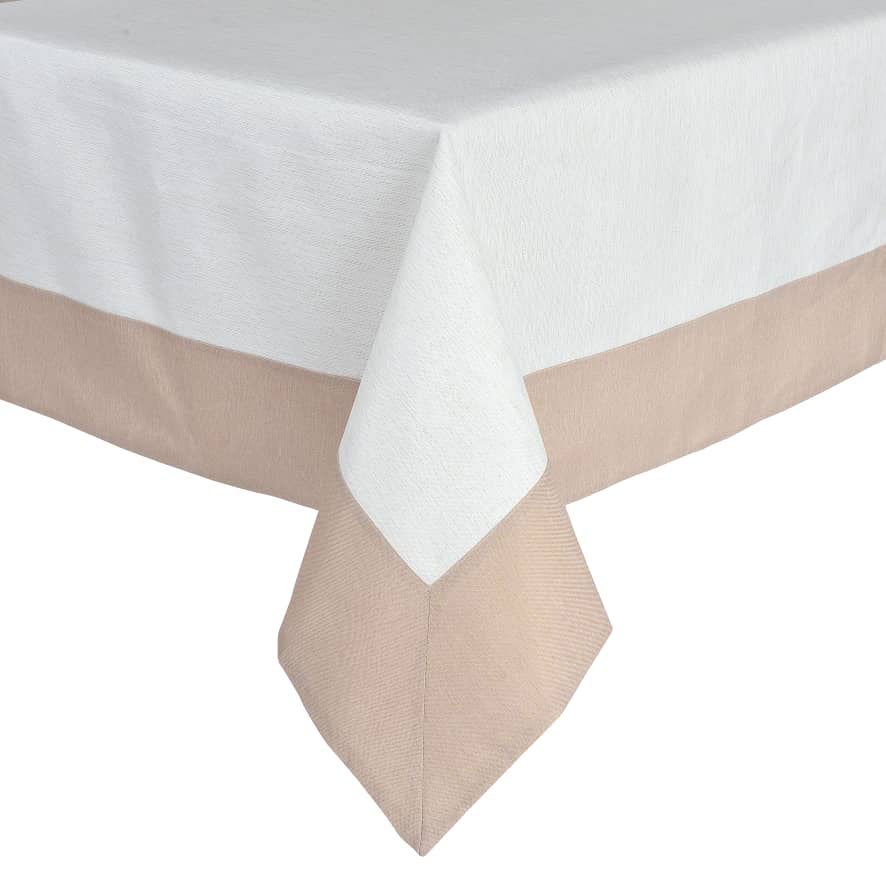 Whisper Weave Tablecloth with Beige Edging Tablecloth