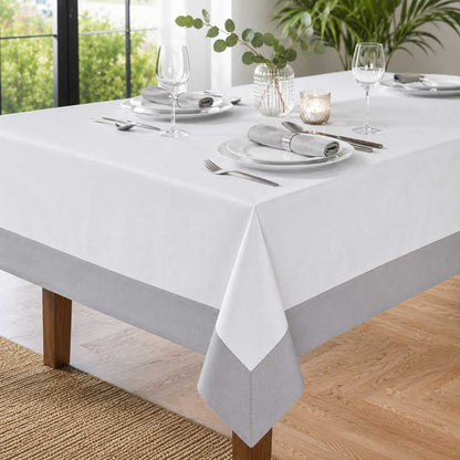 Shimmer Weave Tablecloth with Grey Edging Tablecloth
