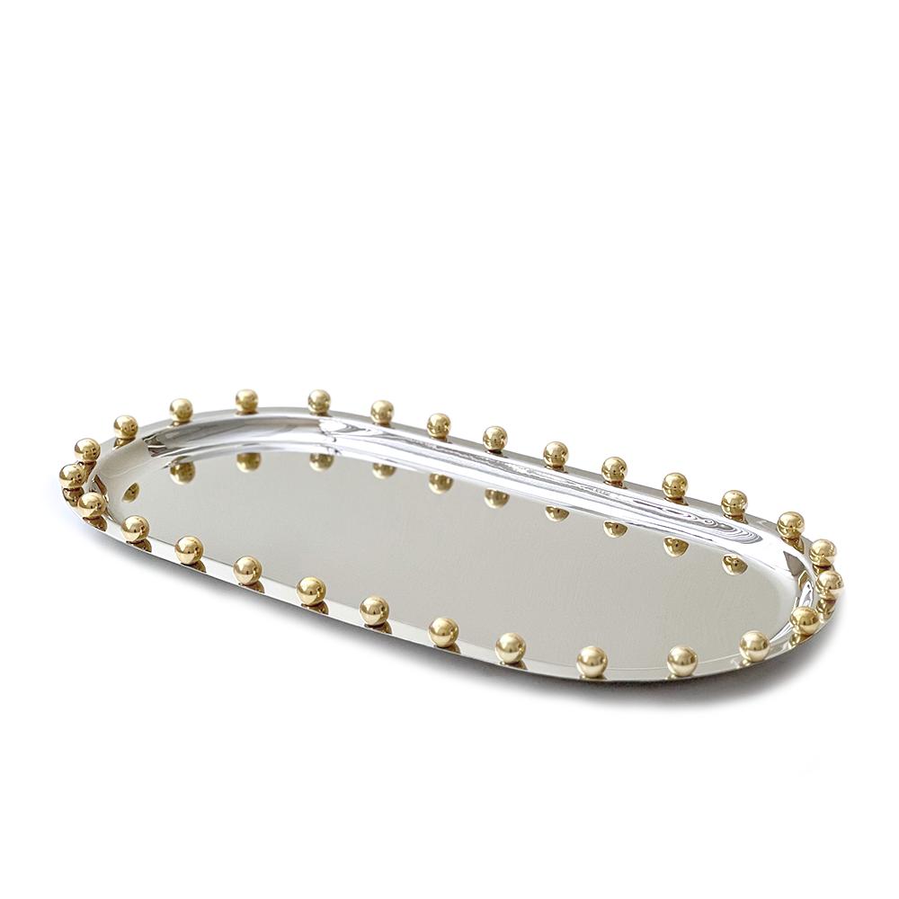Stainless Steel Tray with Gold Balls