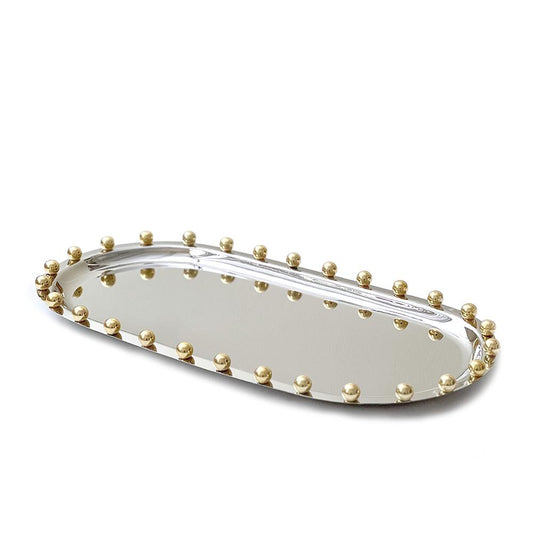 Stainless Steel Tray with Gold Balls