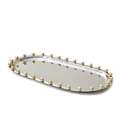 Stainless Steel Tray with Gold Balls