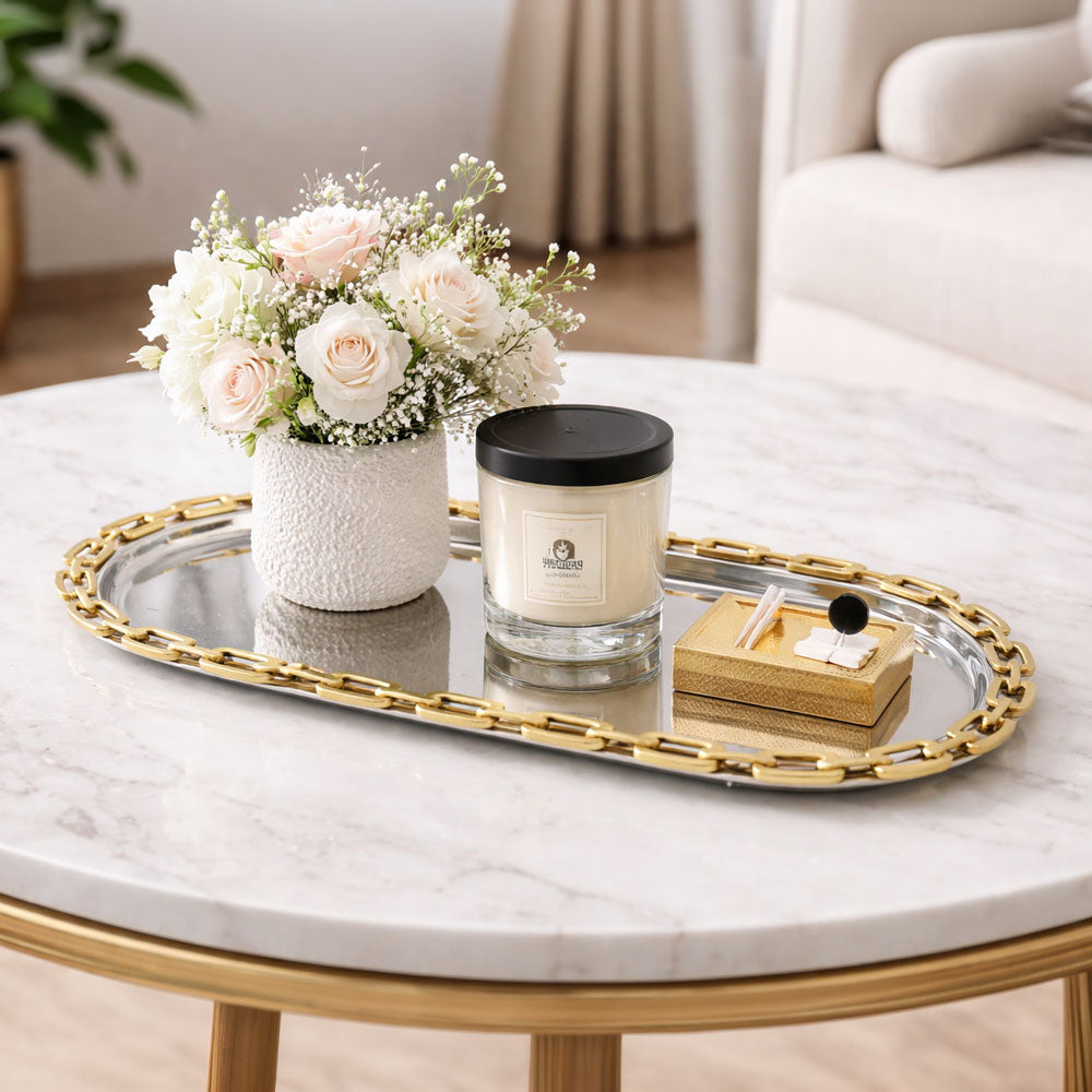 Luxe Linked Stainless Steel Oval Serving Platter