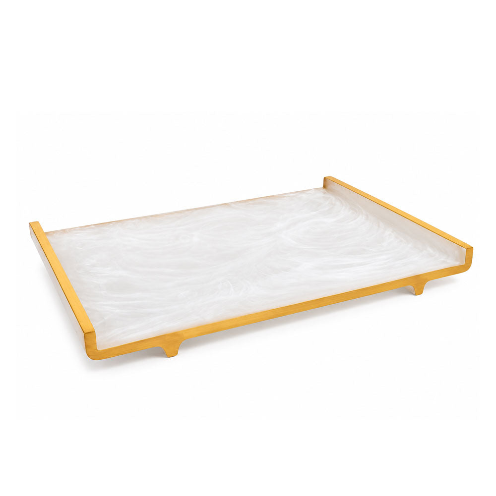 Resin Snow Drift Tray with Gold Rim