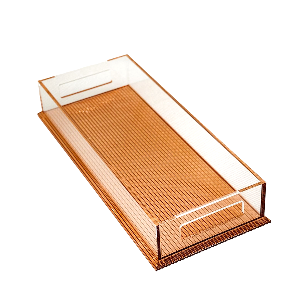 Amber Corrugated Lucite Slim Tray