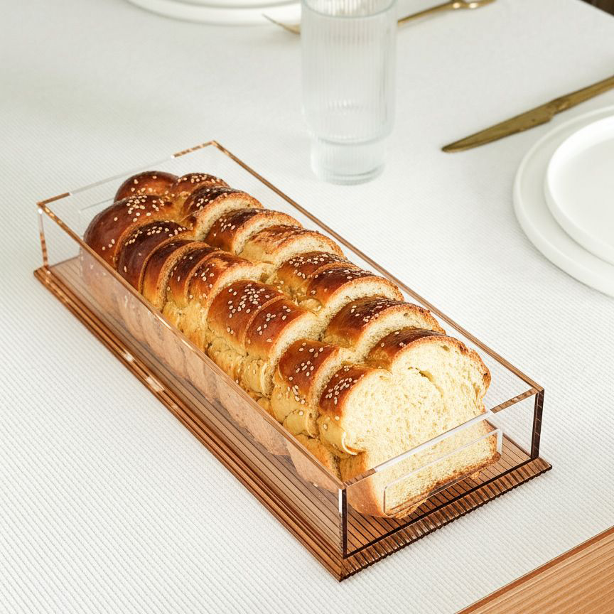 Amber Corrugated Lucite Slim Tray