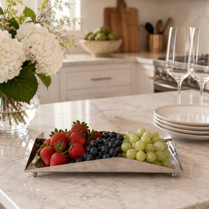 Sleek Geometric Stainless Steel Tray
