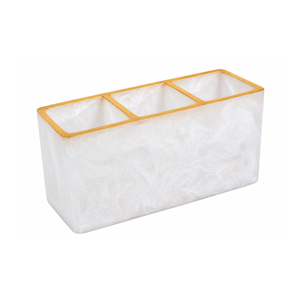 Resin Snow Drift Caddy with Gold Trim