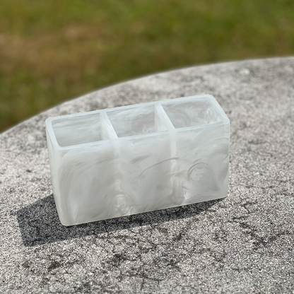 Resin White Swirl Caddy