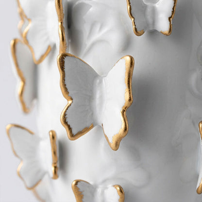 Porcelain Vase with Gold Accented Butterflies Large
