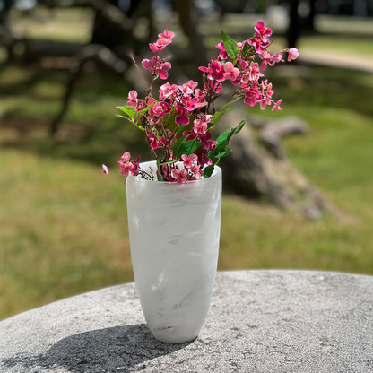 Resin Tall White Swirl Vase