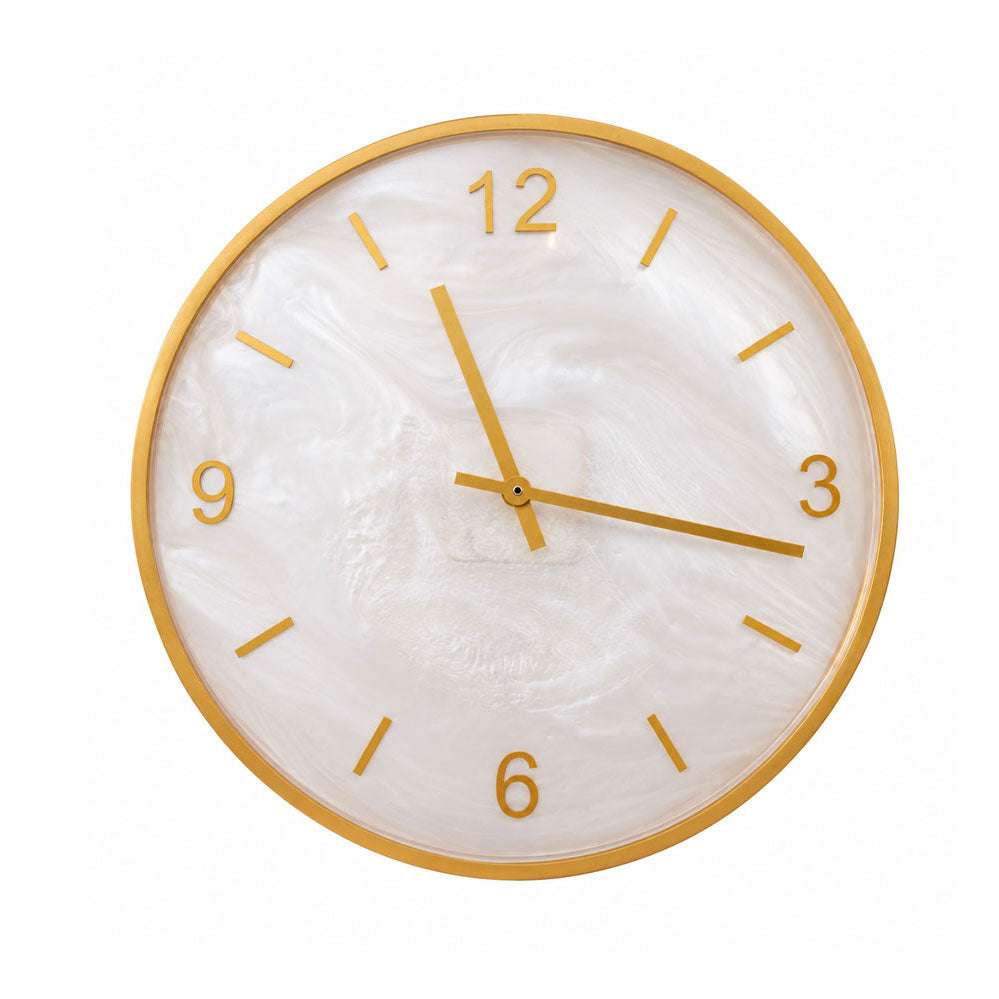 Resin Snow Drift Wall Clock with Gold Rim