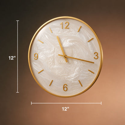 Resin Snow Drift Wall Clock with Gold Rim