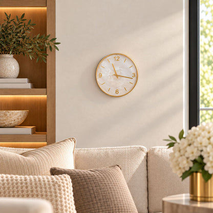 Resin Snow Drift Wall Clock with Gold Rim