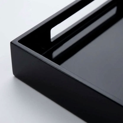 Black Rectangle Lacquered Wood Tray