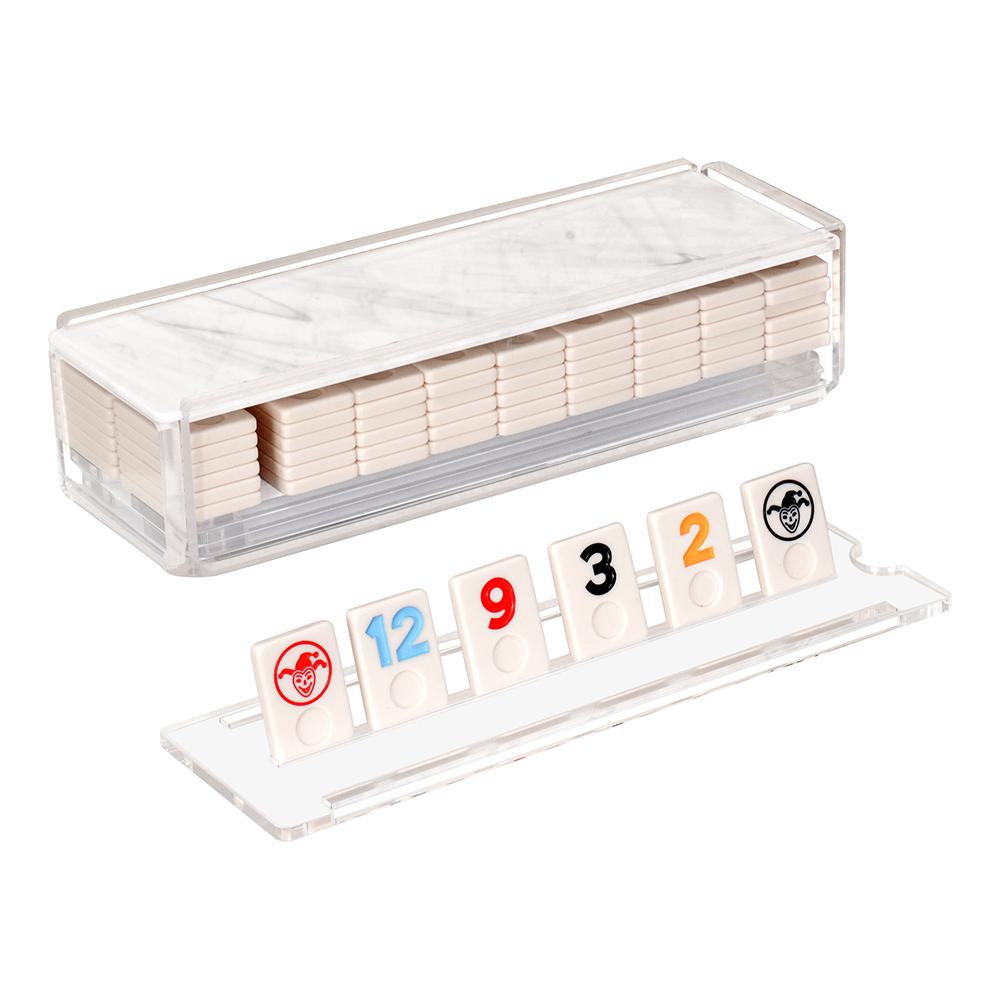Lucite Rummy Game White Marble