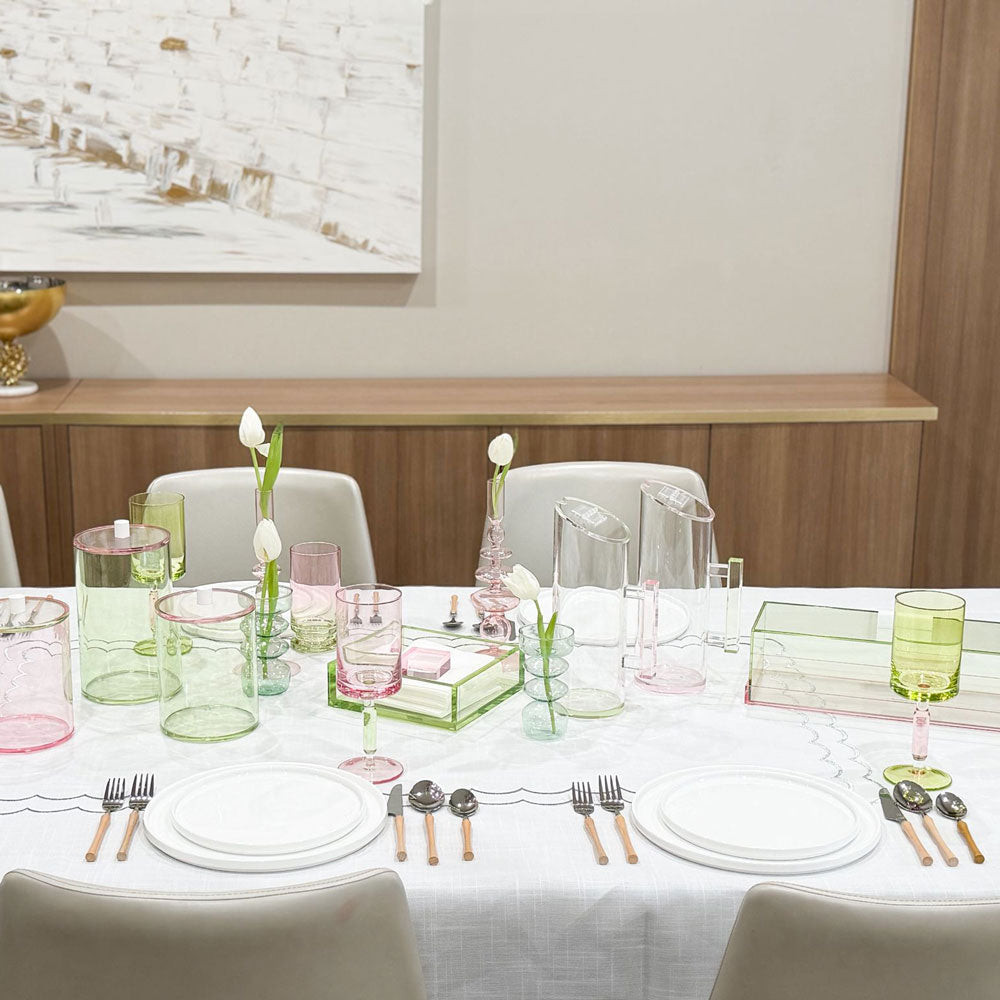 Green & Pink Lucite Cake Tray & Lid