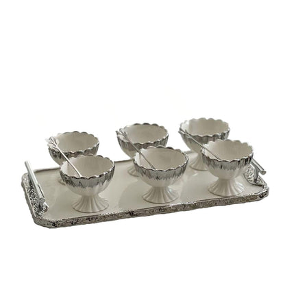 Porcelain Dessert Mugs with Tray