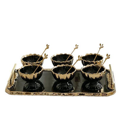Porcelain Dessert Mugs with Tray
