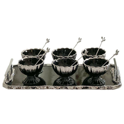 Porcelain Dessert Mugs with Tray