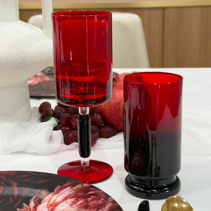 Red & Black Stem Wine Glasses 6pk