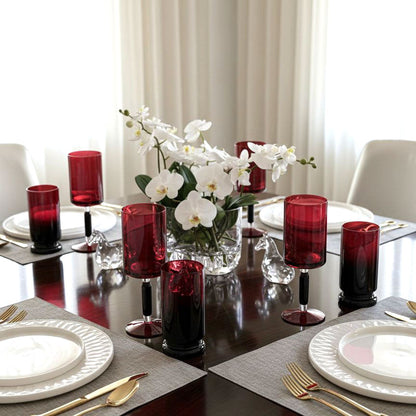 Red & Black Stem Wine Glasses 6pk