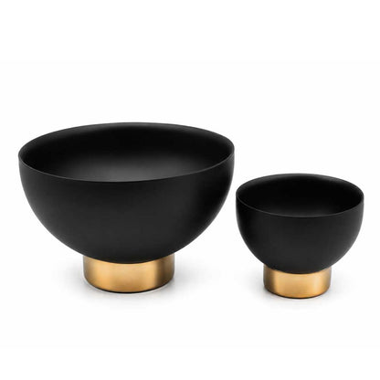 Matte Black Stainless Steel Pedestal Salad Bowl
