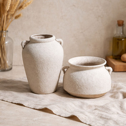 Tall Ceramic Vase with Small Handle Design