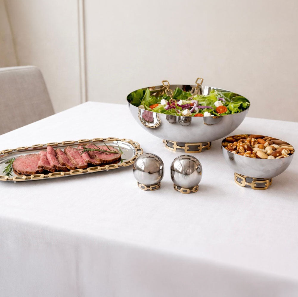 Luxe Linked Stainless Steel Oval Serving Platter